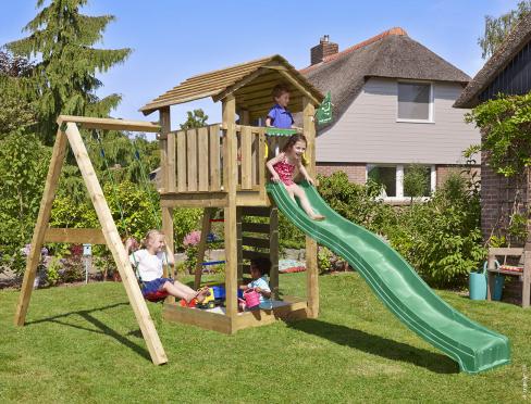 Jungle Cottage | Spielturm aus Holz mit Schaukel